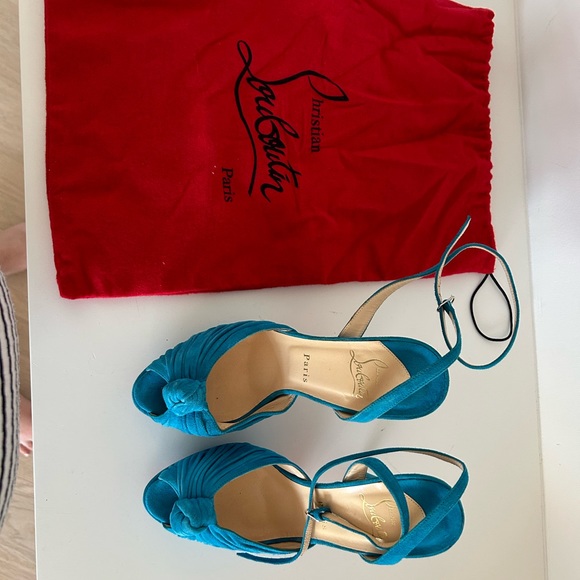 Christian Louboutin Blue Suede Greissimo platform sandals - Picture 5 of 15